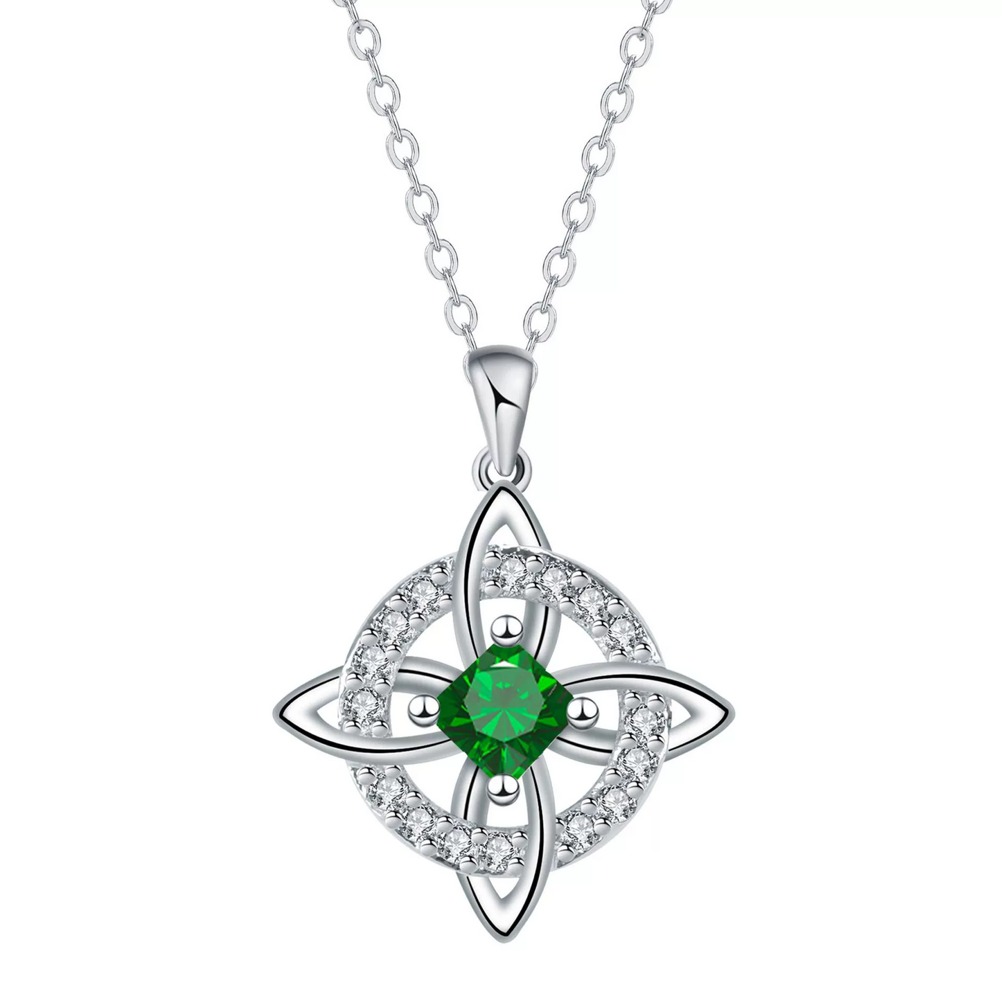Witch Knot Pendant for Women Irish Celtic Knot Necklace with Birthstones Jewellery Amulet Protection Witchcraft Objects