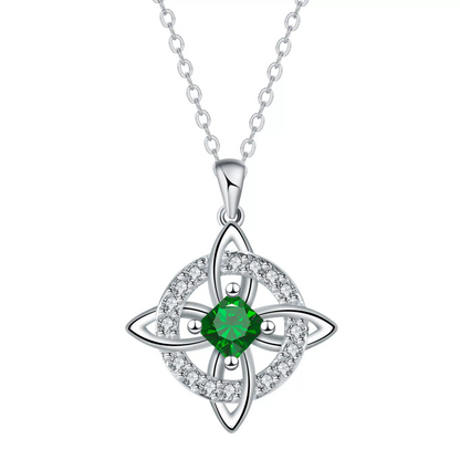 Witch Knot Pendant for Women Irish Celtic Knot Necklace with Birthstones Jewellery Amulet Protection Witchcraft Objects