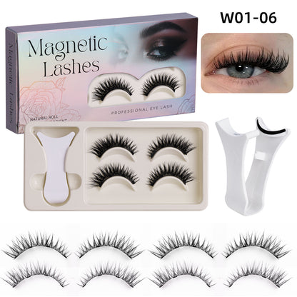 2 Pairs Reusable Magnetic Eyelashes Lashes with Curler