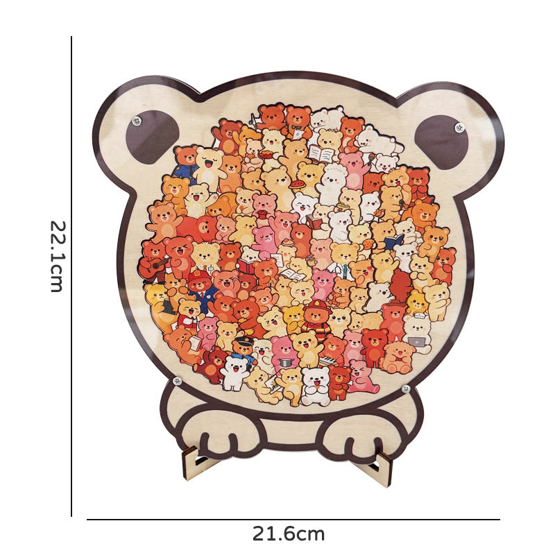 Irregular Cute Animal Wooden Puzzle With Stand
