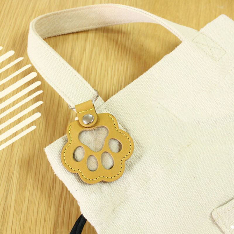 5 Pcs Pet Hair Keepsake Keyring Cute Leather Paw