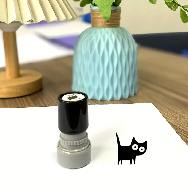 4Pcs Cute Black Cat Kitten Stamps for Stamp Cards, Letters and Diaries Decorative Mini Stamps