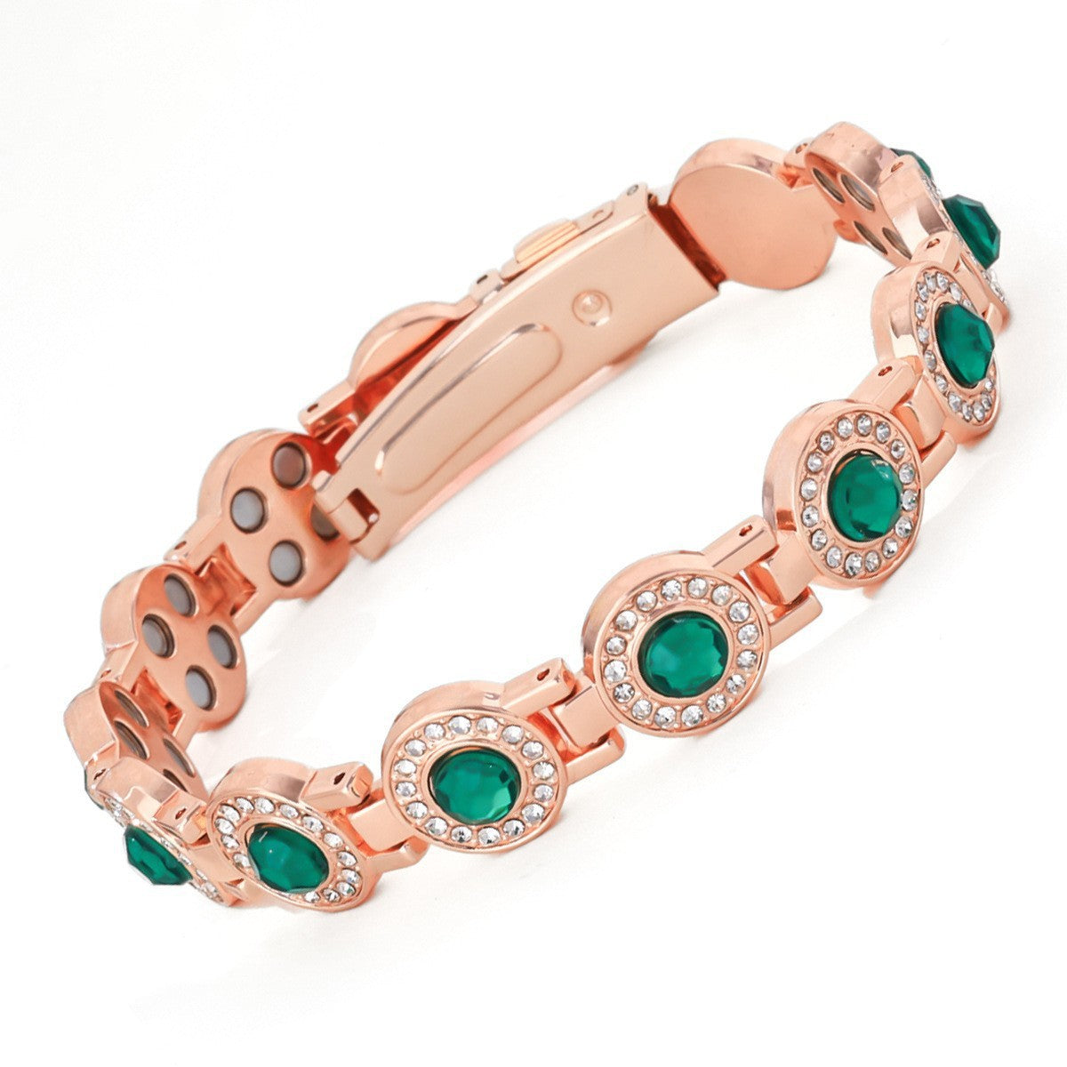 Pure Copper Bracelets for Women, with 3800 Gauss Neodymium Magnets & Dazzling Austrian Cut Crystals Stone