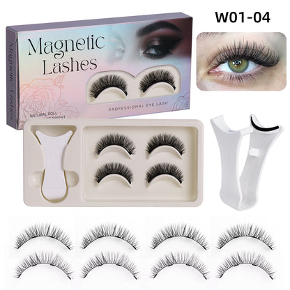 2 Pairs Reusable Magnetic Eyelashes Lashes with Curler