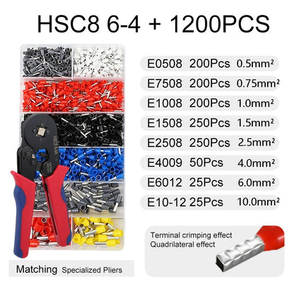 Ferrule Crimping Tool Kit with 1200pcs Wire Connectors