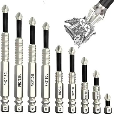 9-Pack High Magnetic Cross Head Drill Bit