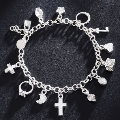 S925 Silver Thirteen Hanging Pieces Bracelet For Women, Gift Bracelets & Bangles Jewelry