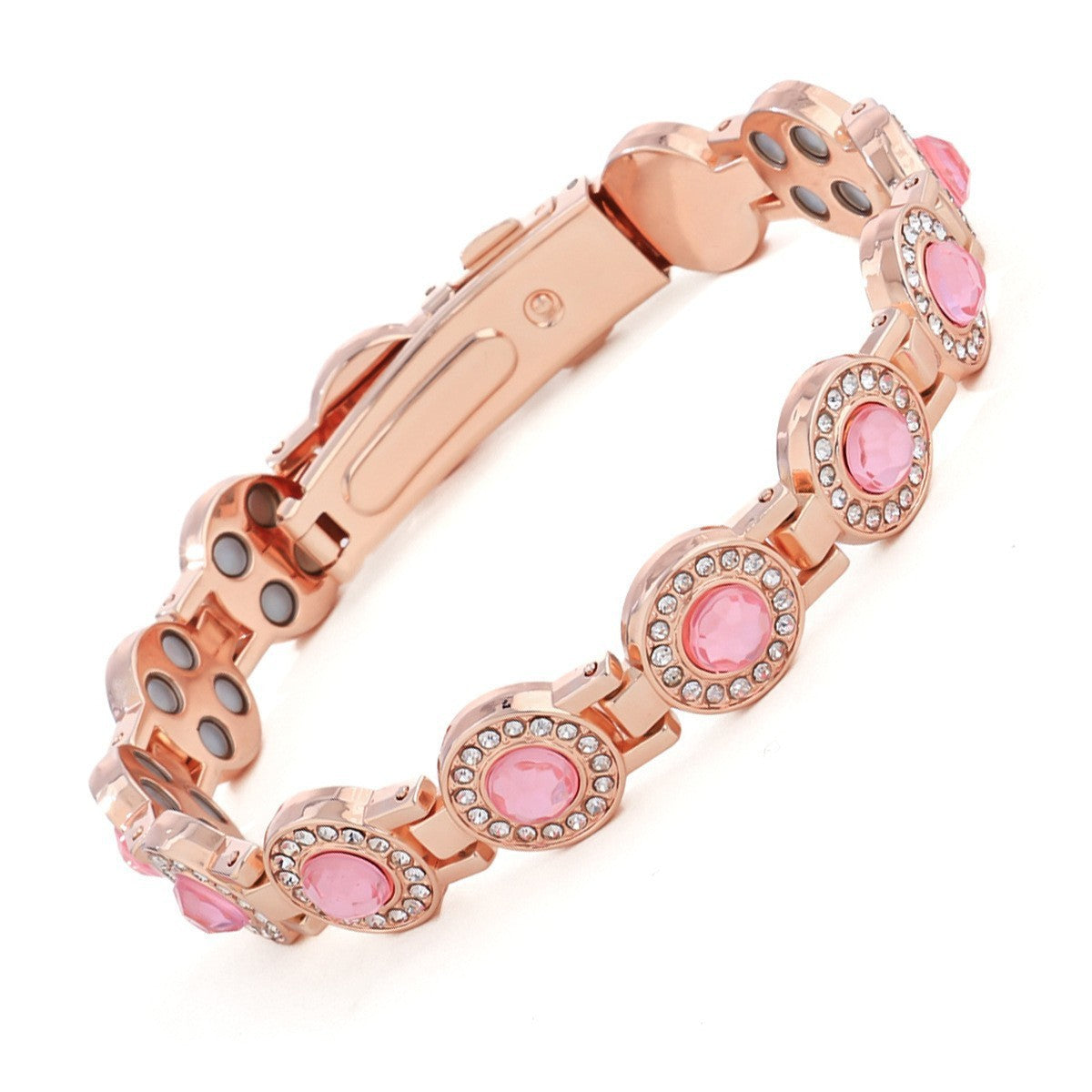 Pure Copper Bracelets for Women, with 3800 Gauss Neodymium Magnets & Dazzling Austrian Cut Crystals Stone