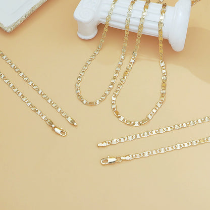 Jewelry Making Solid Brass Light Gold Flat Oval Link Chain Roll with Jump Rings