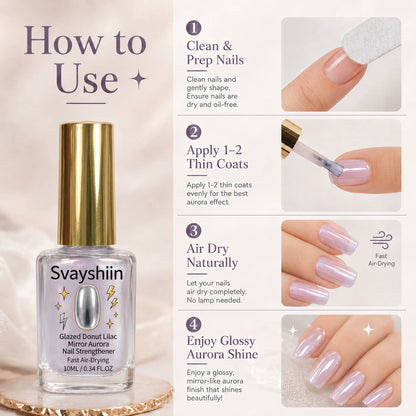 Glazed Donut Lilac Mirror Aurora Nail Strengthener Fast Air-Drying