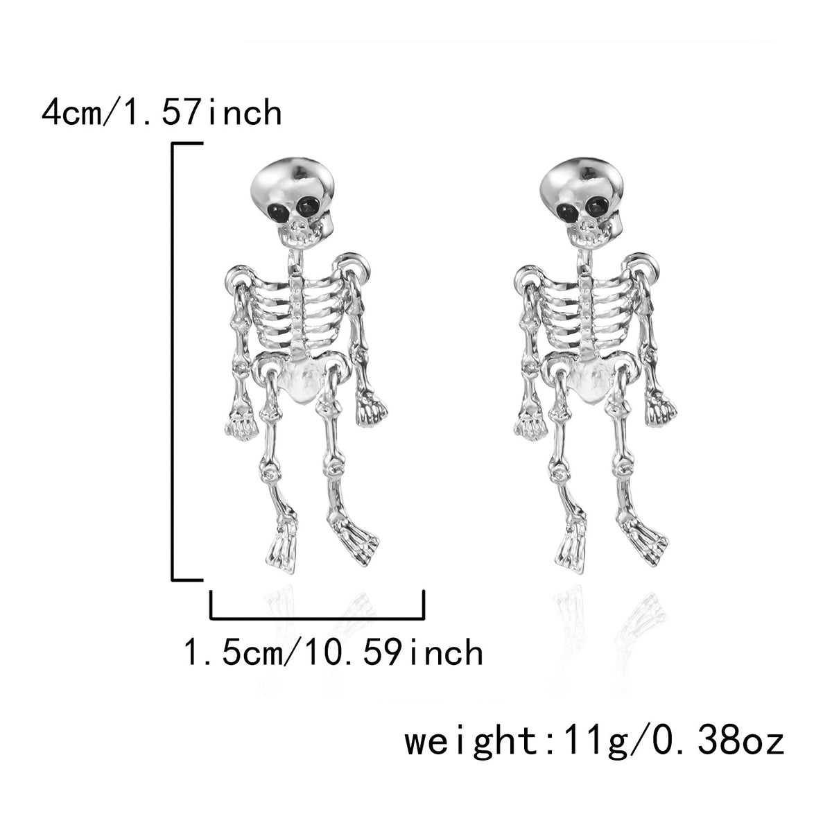 Gothic Skeleton Halloween Earrings for Women , Unique Human Skull Funny Earring Ghost Front Back Dangle Party Accessories