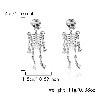 Gothic Skeleton Halloween Earrings for Women , Unique Human Skull Funny Earring Ghost Front Back Dangle Party Accessories