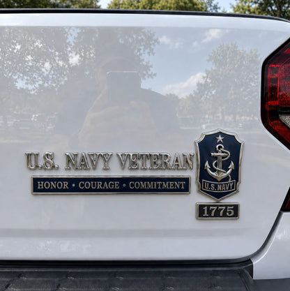 U.S. Military Veteran 3D Metal Car Emblem Badge