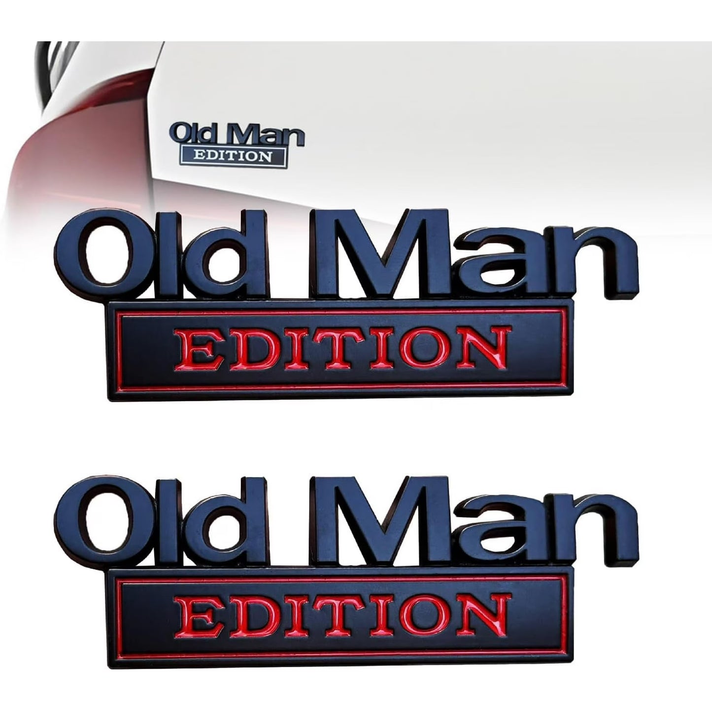 2PCS Old Man Edition Car Emblem 3D Metal Sticker Badge