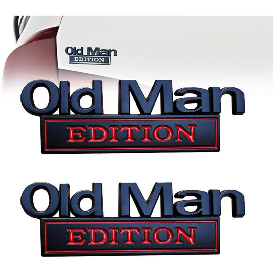 2PCS Old Man Edition Car Emblem 3D Metal Sticker Badge