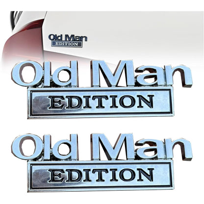 2PCS Old Man Edition Car Emblem 3D Metal Sticker Badge