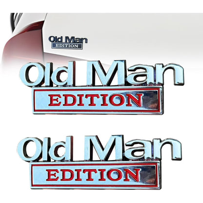2PCS Old Man Edition Car Emblem 3D Metal Sticker Badge