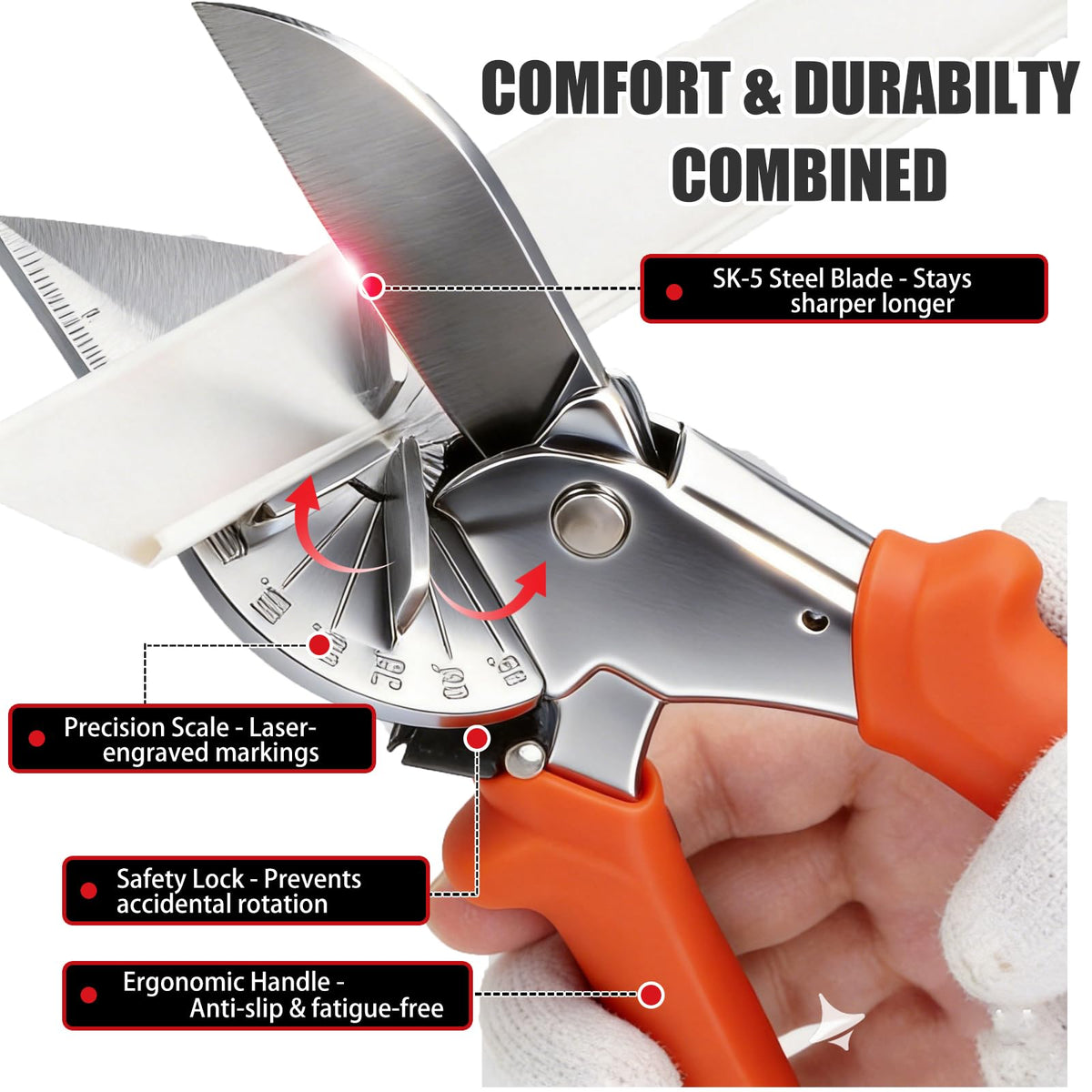 Multi Angle Miter Shear Cutter Hand Tools,45-135 Degree Adjustable Angle Scissors
