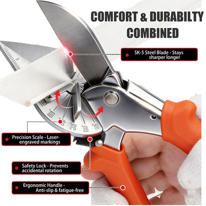 Multi Angle Miter Shear Cutter Hand Tools,45-135 Degree Adjustable Angle Scissors