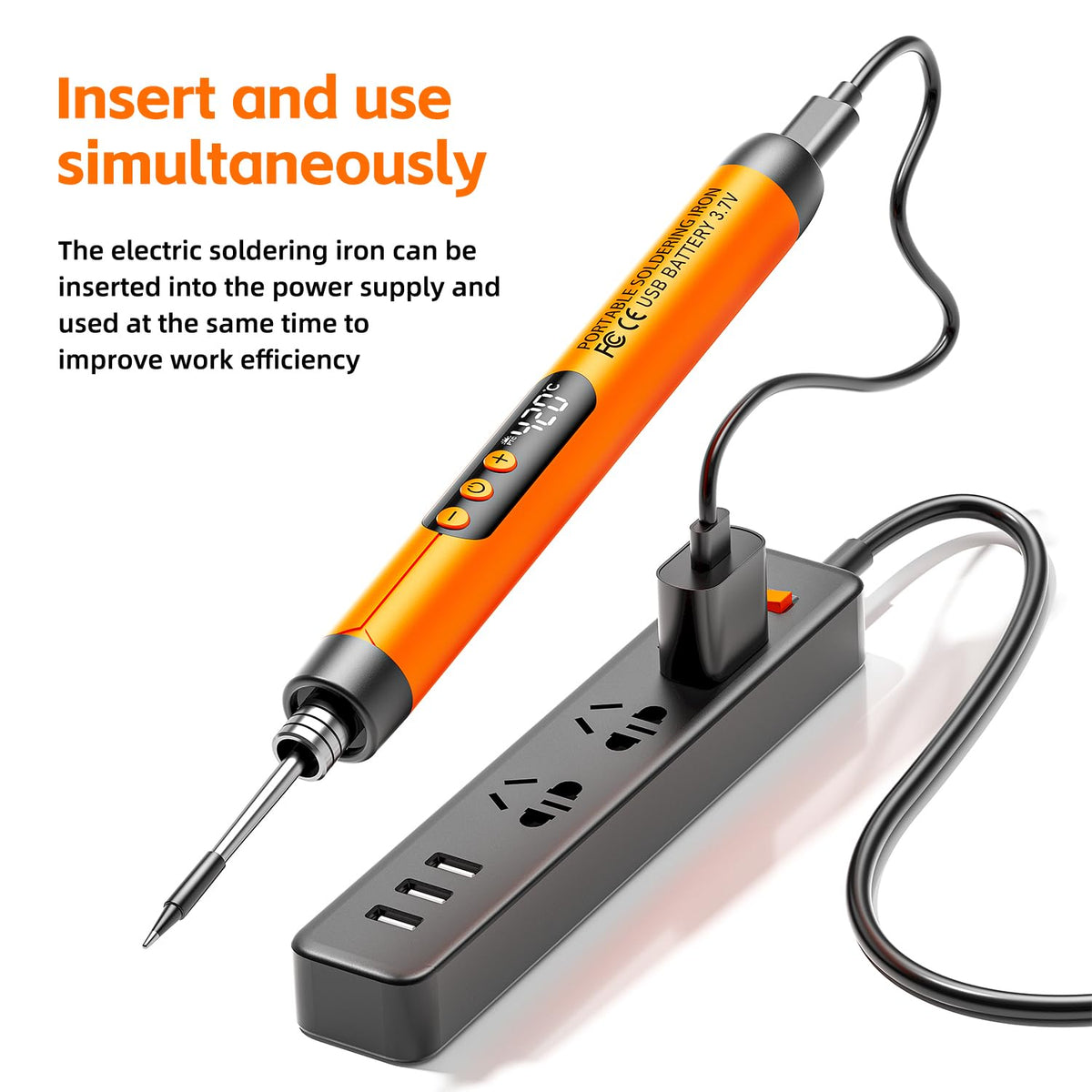 Cordless USB Rechargeable Portable Soldering Iron, 3-speed Temperature Adjustable