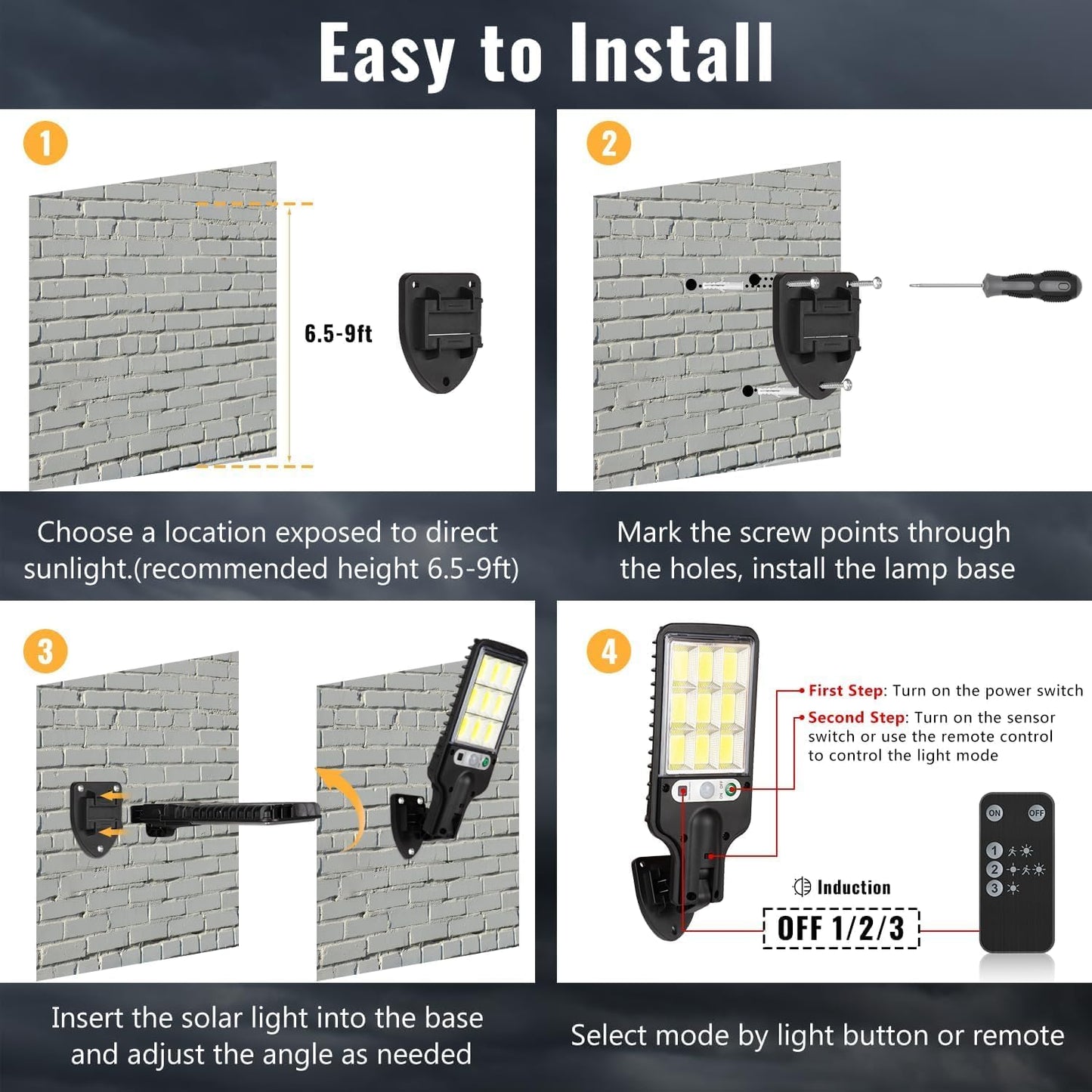 Waterproof LED Motion Sensor Lights Solar Powered