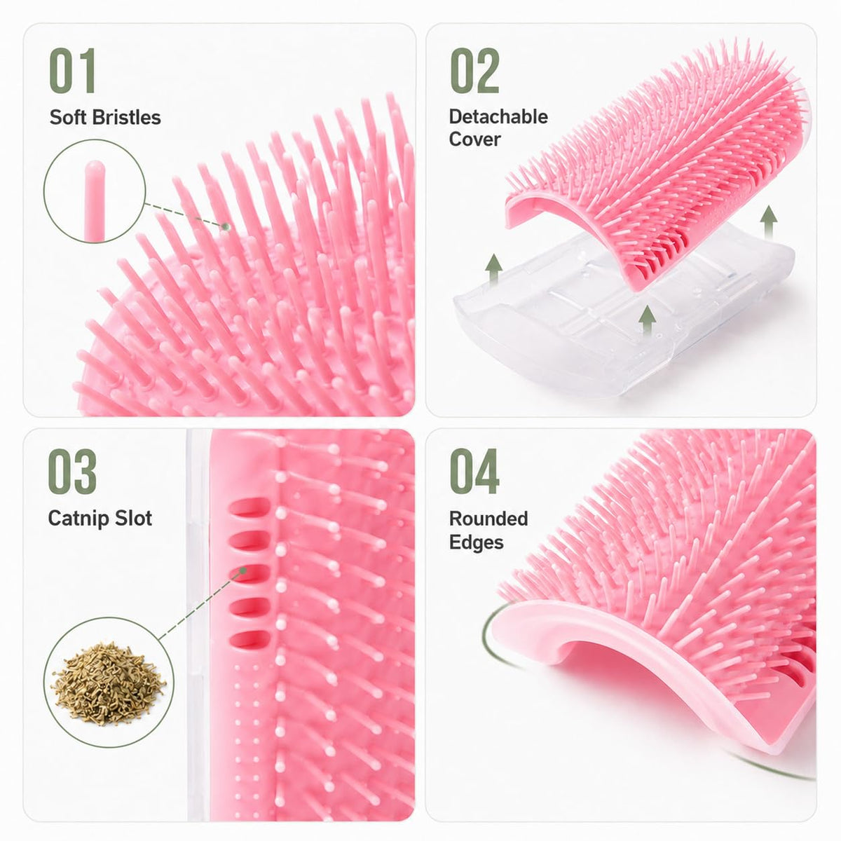 2 Pack Cat Self Groomer Wall Brush , Corner Cat Grooming Comb