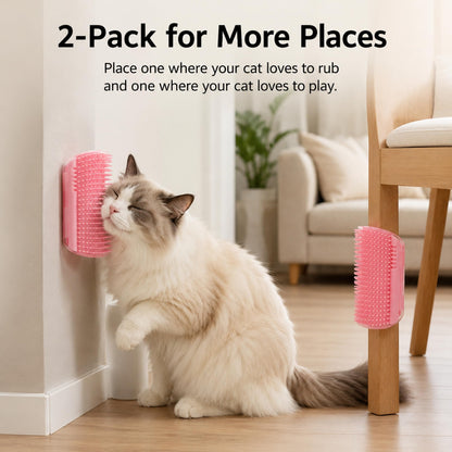 2 Pack Cat Self Groomer Wall Brush , Corner Cat Grooming Comb