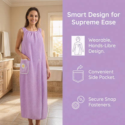 Quick Dry Absorb Water Wearable Bath Towel with Pocket, Soft Lightweight Sleeveless Vest Dress