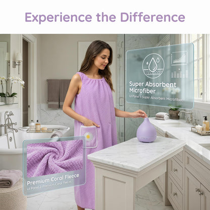 Quick Dry Absorb Water Wearable Bath Towel with Pocket, Soft Lightweight Sleeveless Vest Dress