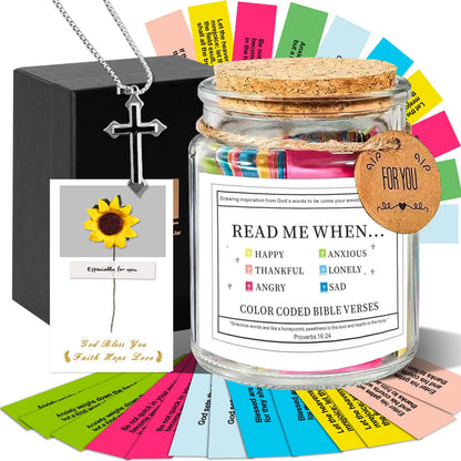 96 Pcs hand-selected Read Me When Bible Verses Jar for Daily Encouragement,Daily Inspiration for Faith and Reflection,Christian Gifts