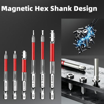 6Pcs Magnetic Hex Driver Bit Set, Multi-Size Hexagonal Shank Nut Driver Bits