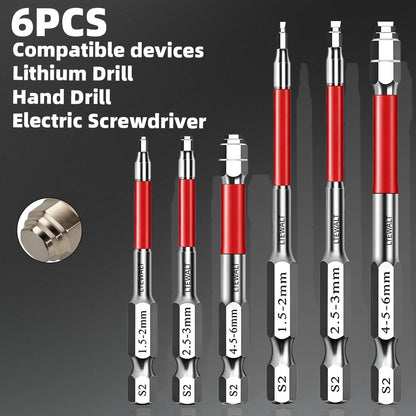 6Pcs Magnetic Hex Driver Bit Set, Multi-Size Hexagonal Shank Nut Driver Bits