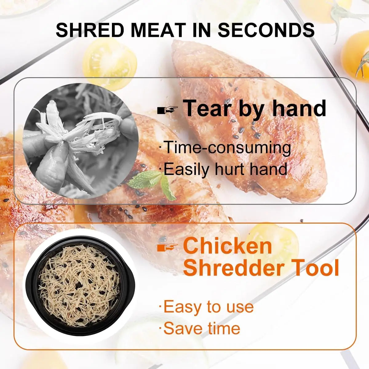 Visible Chicken Breast Meat Shredder with Strong Anti-Slip Bottom & Ergonomic Handle