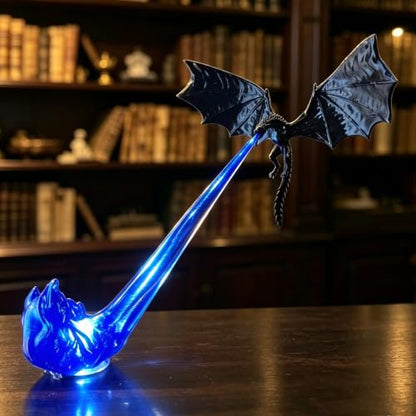 Dragon Bookshelf Nook Light, 3D Printed Fire-Breathing Dragon Decor with Flame Glow