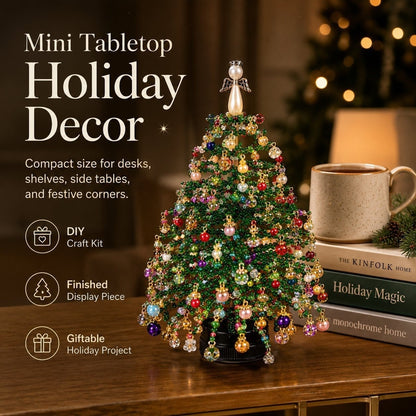 LED DIY Beaded Christmas Tree Kit, Handmade Mini Desk Xmas Bead Art,