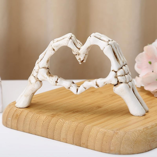 Skeleton Heart Hands Sculpture Resin Gothic Hand Statue