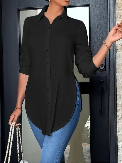 Women's Minimalist Asymmetric Long-Sleeve Shirt