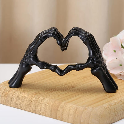 Skeleton Heart Hands Sculpture Resin Gothic Hand Statue