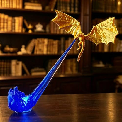 Dragon Bookshelf Nook Light, 3D Printed Fire-Breathing Dragon Decor with Flame Glow