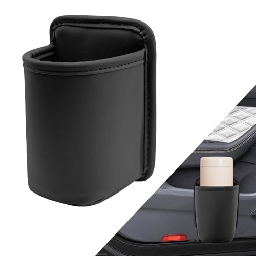 Leather Car Door Cup Holder Wide Mouth Opening, Automotive Accessories Water Bottle Organizer Mount