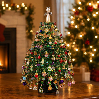 LED DIY Beaded Christmas Tree Kit, Handmade Mini Desk Xmas Bead Art,