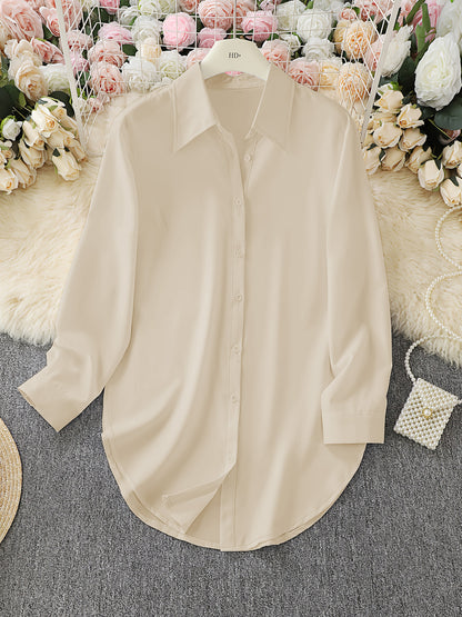 Women's Minimalist Asymmetric Long-Sleeve Shirt