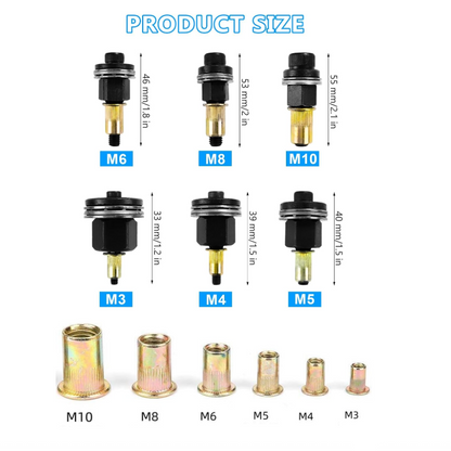 Manual Riveter Head Kit, Rivet Nut, Contains 30 Nuts