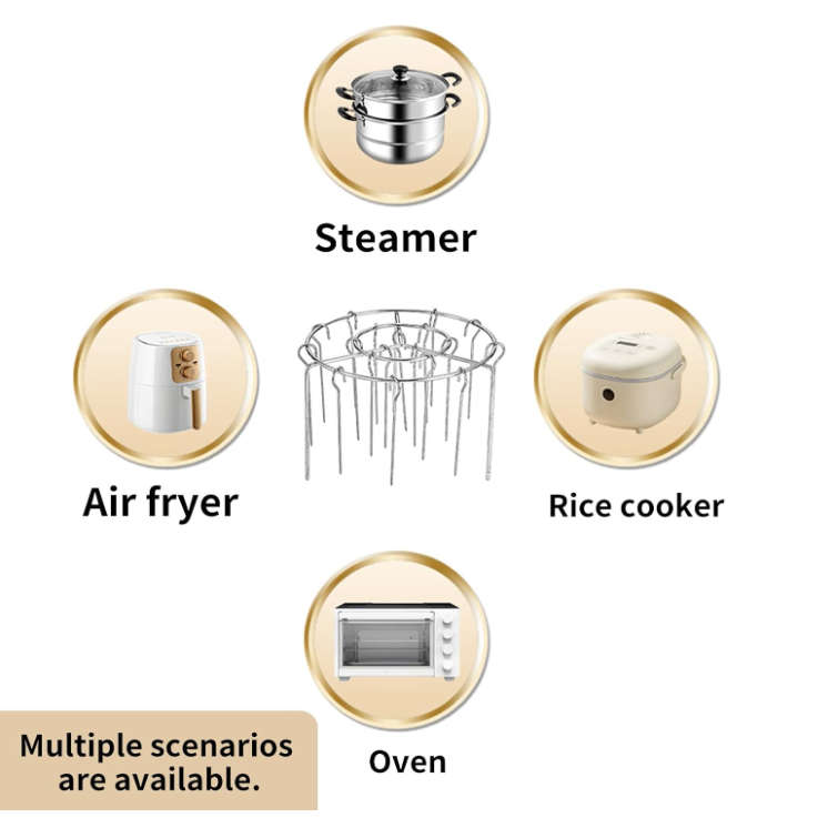 Air Fryer Grill Skewer Rack, Stainless Steel BBQ Kabob Set