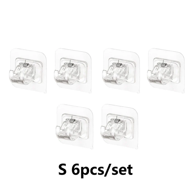 6-Pack Multipurpose Nail-Free Stick on Curtain Rod Hooks Hangers