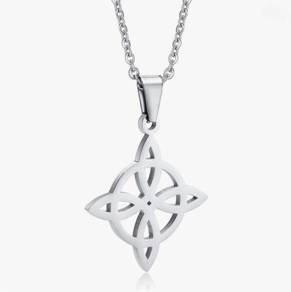 Witches Knot Necklace Stainless Steel Pagan Wiccan Symbol Pendant