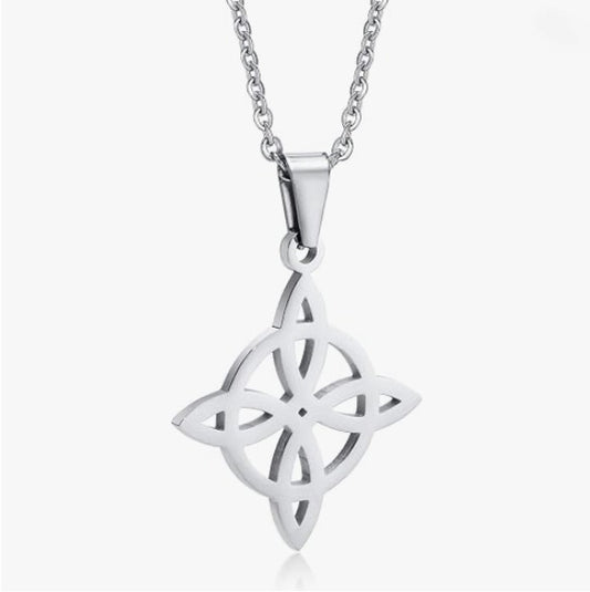 Witches Knot Necklace Stainless Steel Pagan Wiccan Symbol Pendant