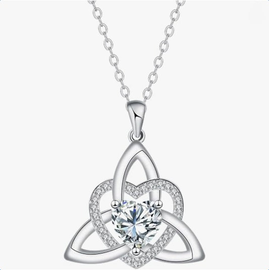 Celtic Knot Heart Necklace for Women Hypoallergenic Irish Celtic Jewelry