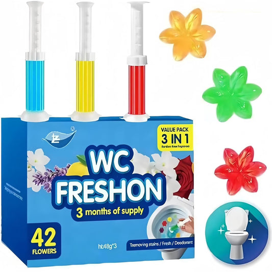 42 Flowers! 3-Tubes Toilet Gel Stamp Box Deodorizing Bathroom Freshener