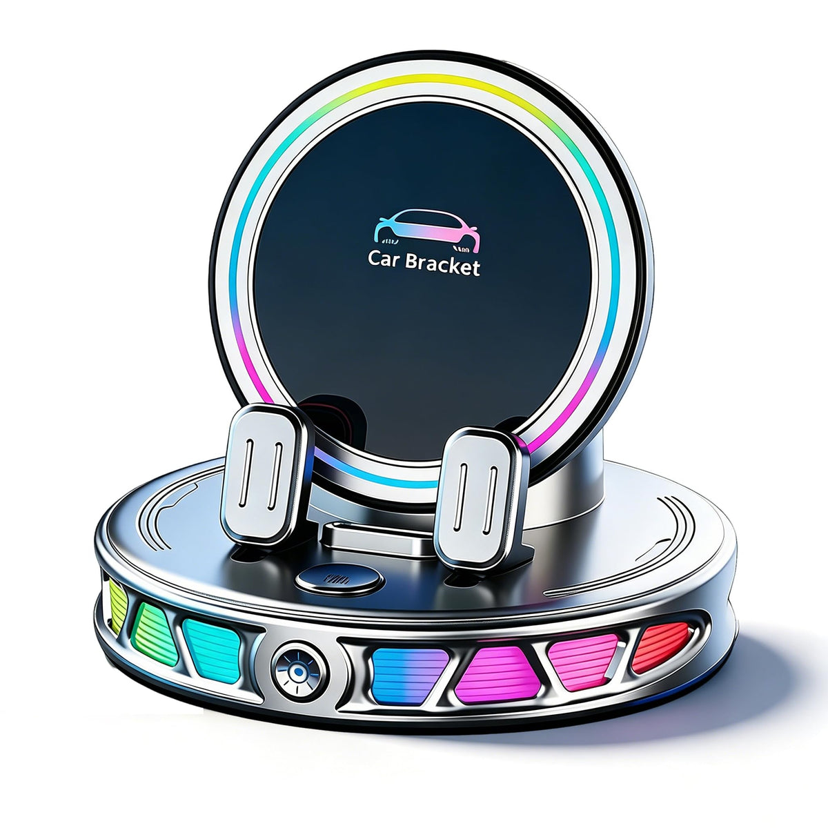 360° Rotating Strong Suction Car Mount Charger with 7-Color RGB Light